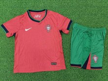 2024 Portugal European Cup Home Player Version Kids Soccer Jersey