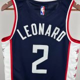 2018-19 Clippers LEONARD #2 Dark Blue City Edition Top Quality Hot Pressing NBA Jersey