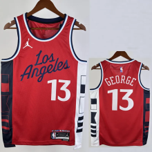 24-25 Clippers GEORGE #13 Red Top Quality Hot Pressing NBA Jersey (Trapeze Edition)