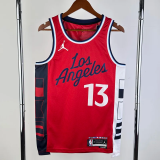 24-25 Clippers GEORGE #13 Red Top Quality Hot Pressing NBA Jersey (Trapeze Edition)