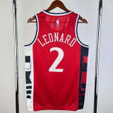 24-25 Clippers LEONARD #2 Red Top Quality Hot Pressing NBA Jersey (Trapeze Edition)