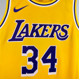 22-23 LAKERS O'NEAL #34 Yellow Top Quality Hot Pressing NBA Jersey