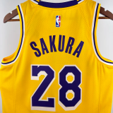 22-23 LAKERS SAKURA #28 Yellow Top Quality Hot Pressing NBA Jersey