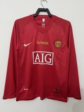2007-2008 Man Utd Home UCL Edition long sleeve Retro Soccer Jersey
