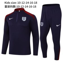 24-25 England High Quality Kids Half Pull Tracksuit 