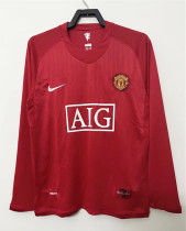 2008-2009 Man Utd Home Long Sleeves Retro Soccer Jersey