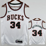 2017-18 BUCKS ANTETOKOUNMPO #34 White Retro Top Quality Hot Pressing NBA Jersey