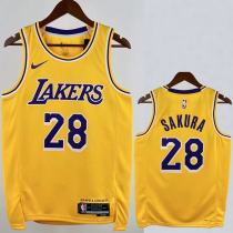 22-23 LAKERS SAKURA #28 Yellow Top Quality Hot Pressing NBA Jersey