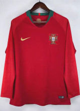 2018 Portugal Home Long Sleeve Retro Soccer Jersey
