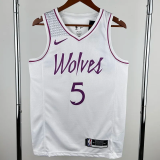 TIMBERWOLVES EDWARDS #5 White Top Quality Hot Pressing NBA Jersey