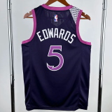 TIMBERWOLVES EDWARDS #5 Purple Black Top Quality Hot Pressing NBA Jersey