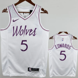 TIMBERWOLVES EDWARDS #5 White Top Quality Hot Pressing NBA Jersey