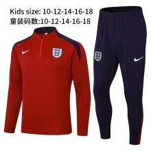 24-25 England High Quality Kids Half Pull Tracksuit 