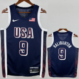 2024 Olympic Game USA HALIBURTON # 9 Dark Blue Basketball Jersey