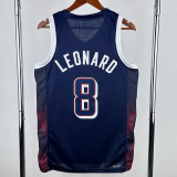 2024 Olympic Game USA LEONARD # 8 Dark Blue Basketball Jersey