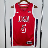 2024 Olympic Game USA EDWARDS # 5 Red Basketball Jersey