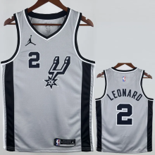 20-21 SA Spurs LEONARD #2 Grey Top Quality Hot Pressing NBA Jersey (Trapeze Edition)