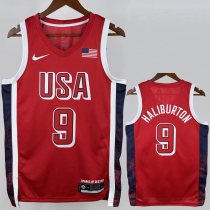 2024 Olympic Game USA HALIBURTON # 9 Red Basketball Jersey