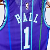 2019-20 HORNETS BALL #1 Royal blue Retro Top Quality Hot Pressing NBA Jersey