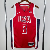 2024 Olympic Game USA LEONARD # 8 Red Basketball Jersey