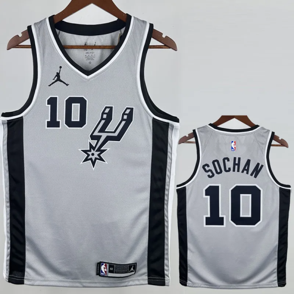 20-21 SA Spurs SOCHAN #10 Grey Top Quality Hot Pressing NBA Jersey (Trapeze Edition)