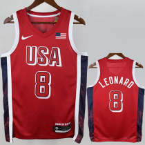 2024 Olympic Game USA LEONARD # 8 Red Basketball Jersey