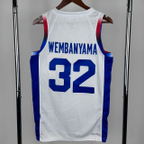 2024 Olympic Game France WEMBANYAMA # 32 White Basketball Jersey