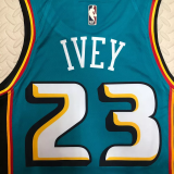 22-23 Pistons IVEY #23 Light blue Top Quality Hot Pressing NBA Jersey (Retro Logo)