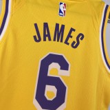 2023 LAKERS JAMES #6 Yellow Top Quality Hot Pressing Kids NBA Jersey