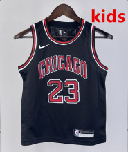 2023 BULLS JORDAN #23 Black Top Quality Hot Pressing Kids NBA Jersey