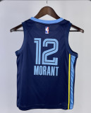 2023 GRIZZLIES MORANT #12 Blue Top Quality Hot Pressing Kids NBA Jersey