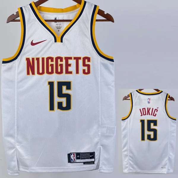 22-23 Nuggets JOKIC #15 White Top Quality Hot Pressing NBA Jersey