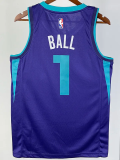 2019-20 HORNETS BALL #1 Blue CHA Top Quality Hot Pressing NBA Jersey (Trapeze Edition) 飞人版