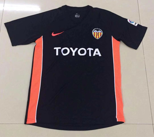 2006 Valencia Away Black Retro Soccer Jersey