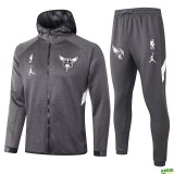 2020 NBA Charlotte Hornets Grey Full Zip hoodie Tracksuit