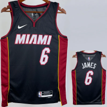 22-23 HEAT JAMES #6 Black Top Quality Hot Pressing NBA Jersey