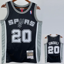 2002-03 SA Spurs GINOBILI #20 Black Retro Top Quality Hot Pressing NBA Jersey