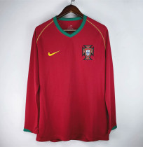 2006 Portugal Home Long Sleeve Retro Soccer Jersey