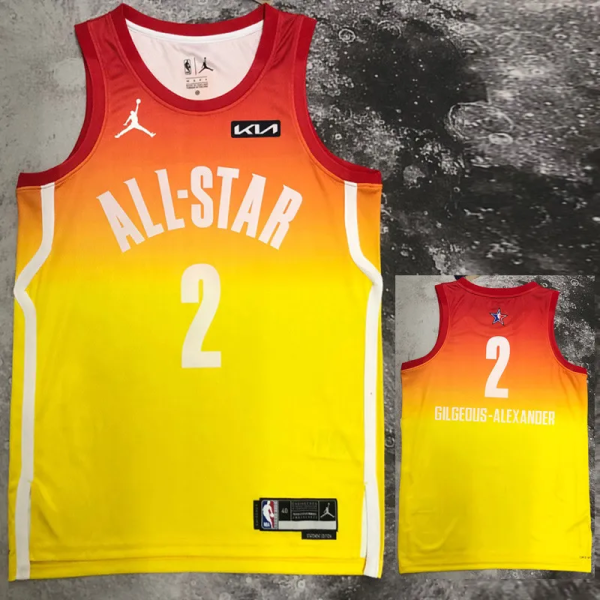 2023 ALL STAR GILGEOUS-ALEXANDER #2 Yellow Top Quality Hot Pressing NBA Jersey