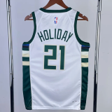 22-23 BUCKS HOLIOAY #21 Home White Top Quality Hot Pressing NBA Jersey(V领)