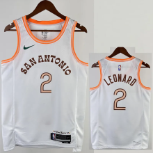 23-24 Sa Spurs LEONARD #2 White City Edition Top Quality Hot Pressing NBA Jersey