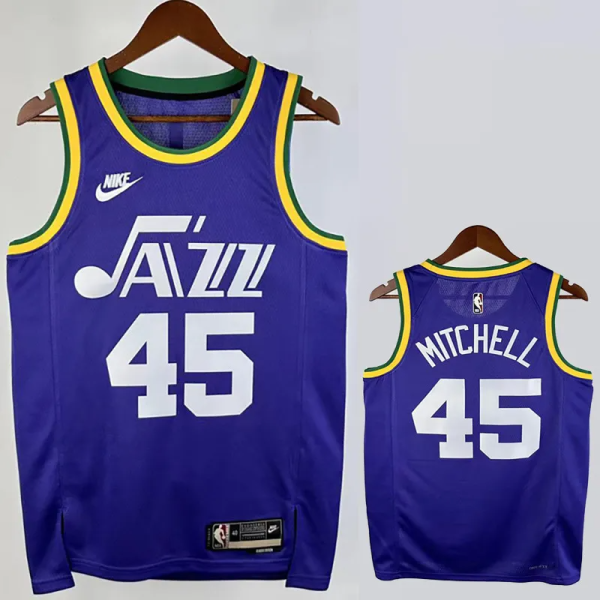 23-24 JAZZ MITCHELL #45 purple Top Quality Top Quality Hot Pressing NBA Jersey (Retro Logo)