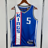 23-24 Kings FOX #5 Blue City Edition Top Quality Hot Pressing NBA Jersey