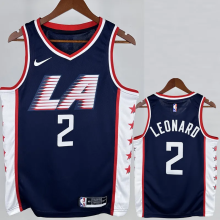 2018-19 Clippers LEONARD #2 Dark Blue City Edition Top Quality Hot Pressing NBA Jersey