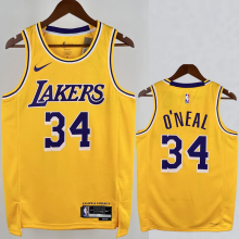 22-23 LAKERS O'NEAL #34 Yellow Top Quality Hot Pressing NBA Jersey