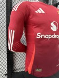 24-25 Man Utd Home Long sleeves Player Version Soccer Jersey