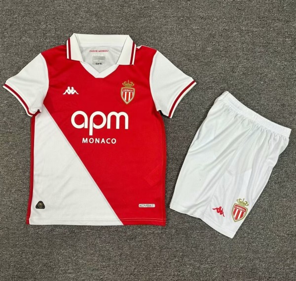 24-25 Monaco Home Kids Soccer Jersey