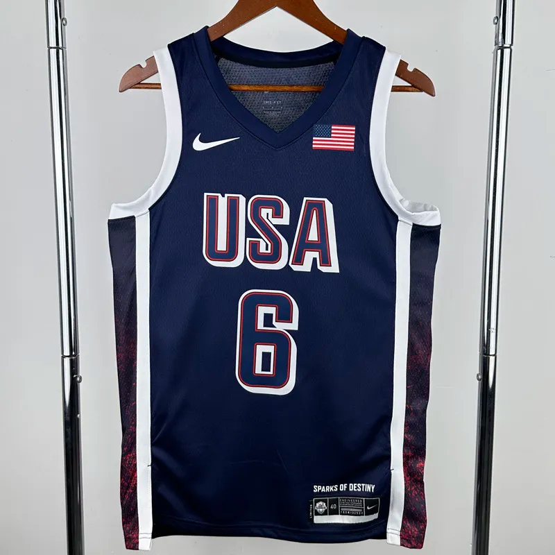 2024 Olympic Game USA JAMES 6 Dark Blue Basketball Jersey