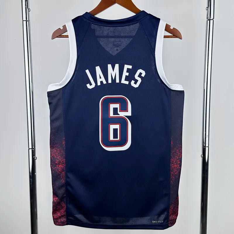 2024 Olympic Game USA JAMES 6 Dark Blue Basketball Jersey