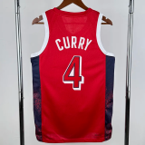 2024 Olympic Game USA CURRY # 4 Red Basketball Jersey